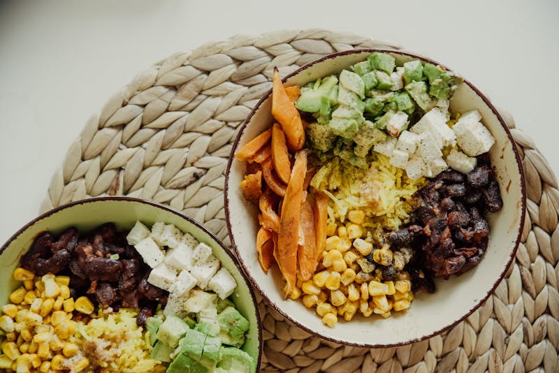 Cafe Rio signature bowl with rice beans and grilled chicken